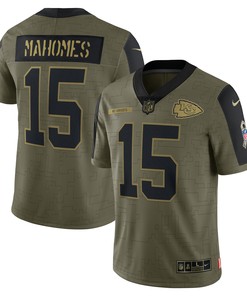 Patrick Mahomes Kansas City Chiefs 2021 Salute To Service Limited Player Jersey - Olive Nfl