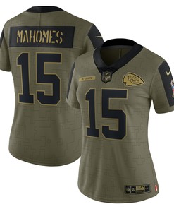 Patrick Mahomes Kansas City Chiefs Womens 2021 Salute To Service Limited Player Jersey - Olive Nfl