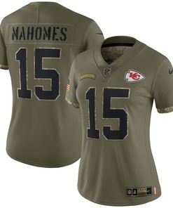 Patrick Mahomes Kansas City Chiefs Women's 2022 Salute To Service Limited Jersey - Olive