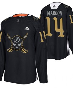 Patrick Maroon Lightning 2022 Pirate-themed Warmup Black Gasparilla inspired Jersey 14 Jersey