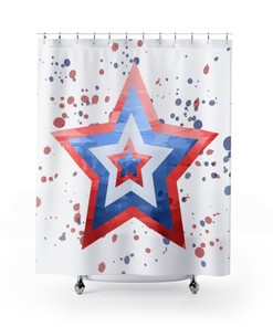 Patriotic American Flag Stars Pattern Shower Curtain for a National Pride Bathroom Decor