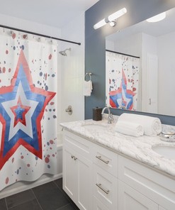 Patriotic American Flag Stars Pattern Shower Curtain for a National Pride Bathroom Decor