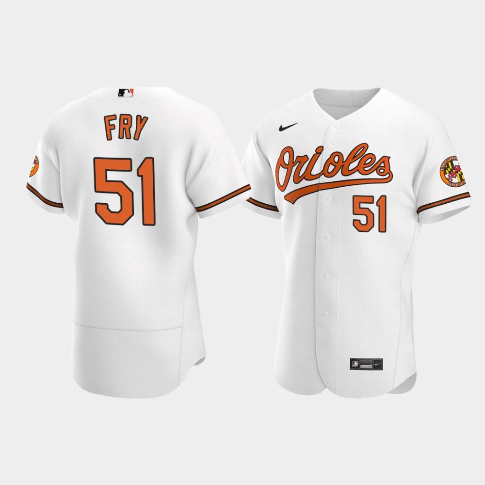 Paul Fry 51 Baltimore Orioles White Home Jersey