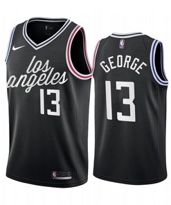 Paul George 2022-23 Los Angeles Clippers Black 13 City Edition Jersey Cursive - Men Jersey