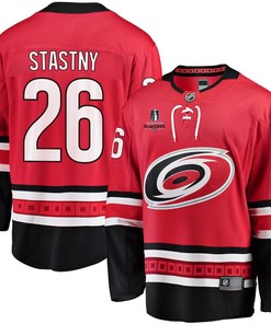 Paul Stastny 26 Carolina Hurricanes Stanley Cup 2023 Playoffs Patch Home Breakaway Men Jersey - Red