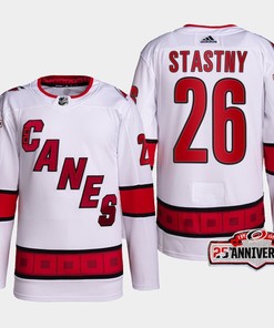 Paul Stastny 26 Carolina Hurricanes White Jersey 2022-23 Away 25th Anniversary