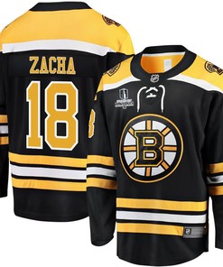 Pavel Zacha 18 Boston Bruins Stanley Cup 2023 Playoffs Patch Home Breakaway Men Jersey - Black