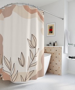 Peaceful and Neutral Warm Earth Colors Shower Curtain for Minimalist Bohemian Bathroom Decor