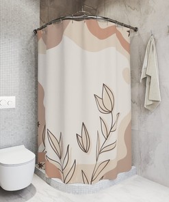 Peaceful and Neutral Warm Earth Colors Shower Curtain for Minimalist Bohemian Bathroom Decor