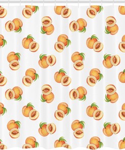 Peach Botanical Shower Curtain with Freshly Picked Drupes Bathroom Decor