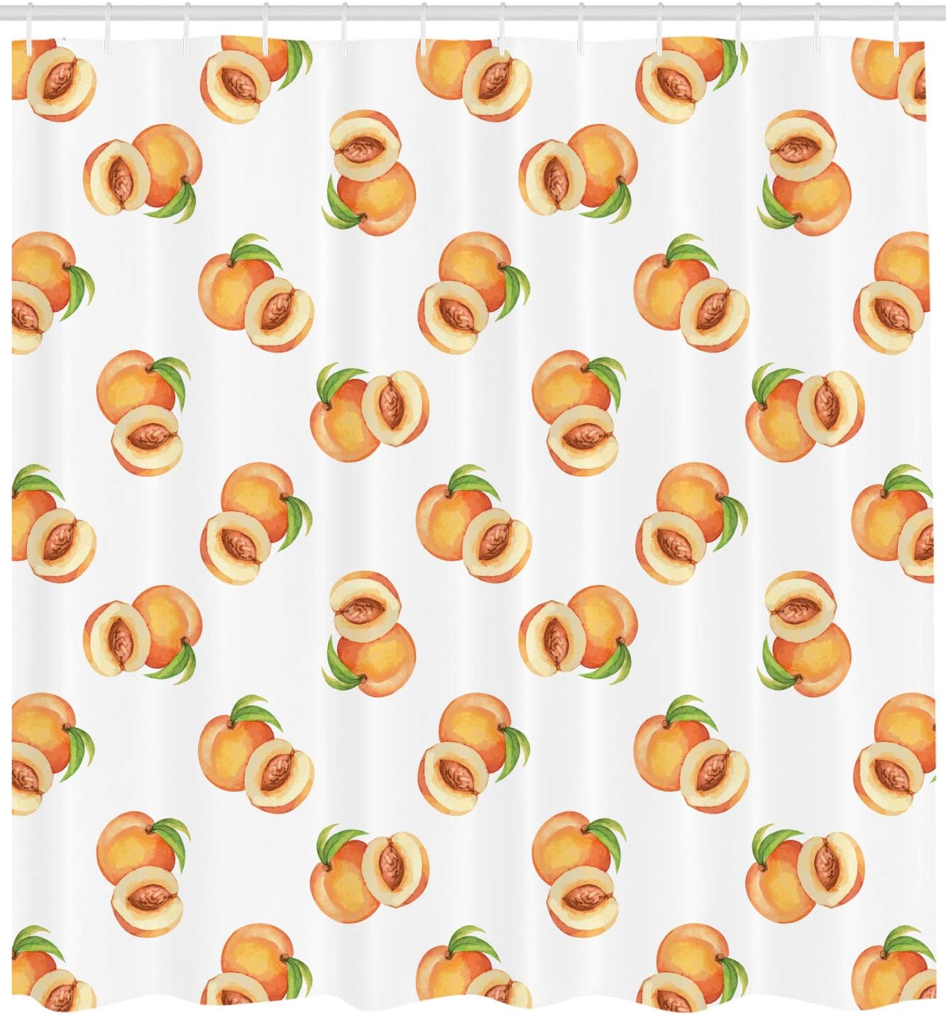 Peach Botanical Shower Curtain with Freshly Picked Drupes Bathroom Decor