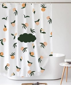 Peach Fruit Printed Pattern Shower Curtain for Bathroom Decor