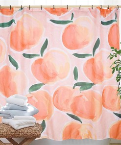 Peach Print Shower Curtain - Waterproof for Bathtub Bathroom Decor
