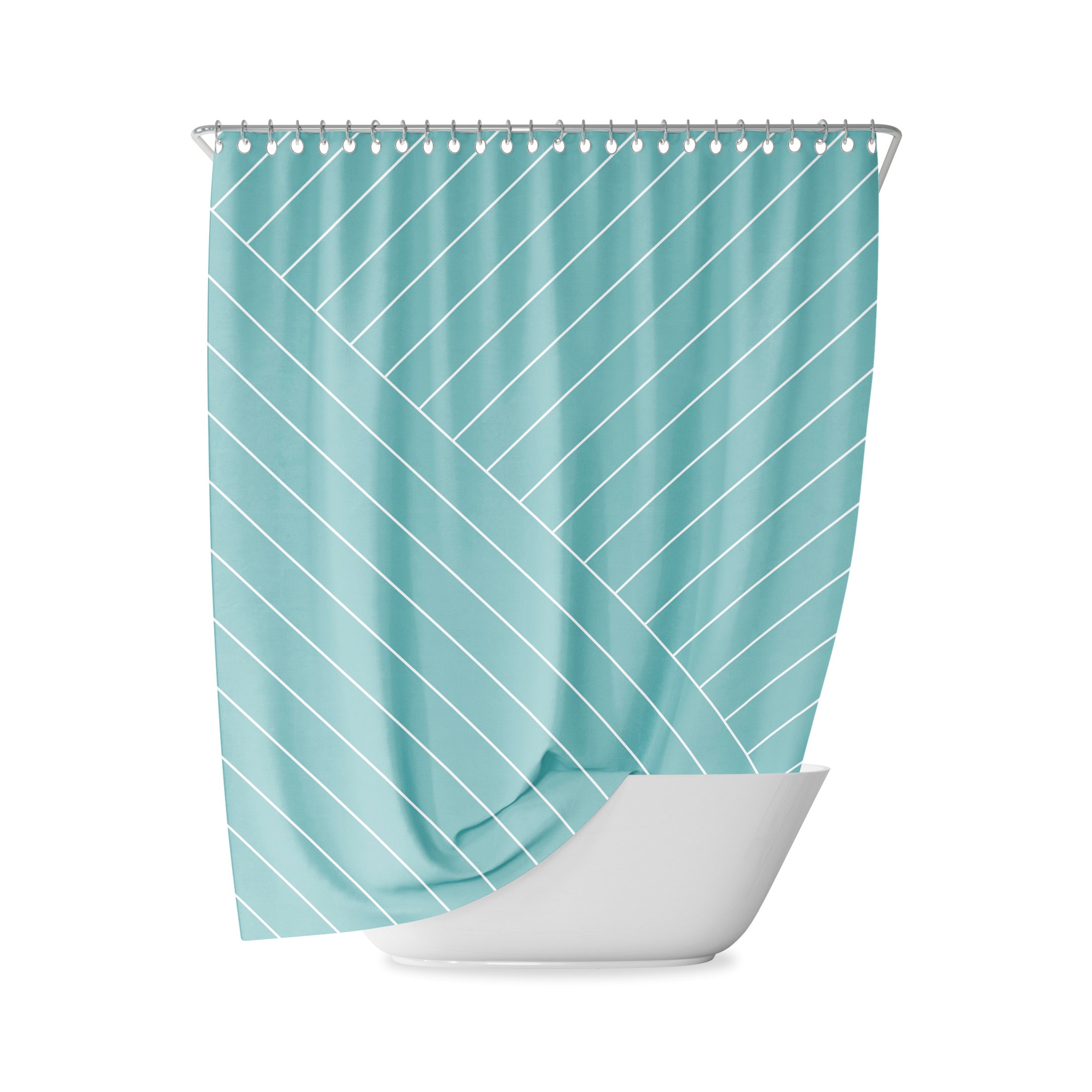 Peach Terracotta Rose Abstract Lines Shower Curtain for Chic Bathroom Decor