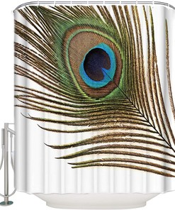 Peacock Feather Art Shower Curtain for Home Hotel - Painting Design Machine Washable Curtain for Bathroom Decor