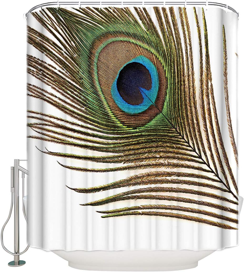 Peacock Feather Art Shower Curtain for Home Hotel - Painting Design Machine Washable Curtain for Bathroom Decor