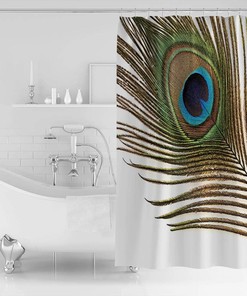 Peacock Feather Art Shower Curtain for Home Hotel - Painting Design Machine Washable Curtain for Bathroom Decor
