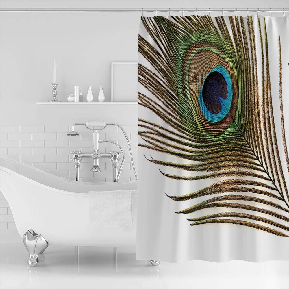 Peacock Feather Art Shower Curtain for Home Hotel - Painting Design Machine Washable Curtain for Bathroom Decor
