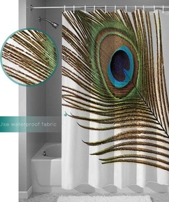 Peacock Feather Art Shower Curtain for Home Hotel - Painting Design Machine Washable Curtain for Bathroom Decor