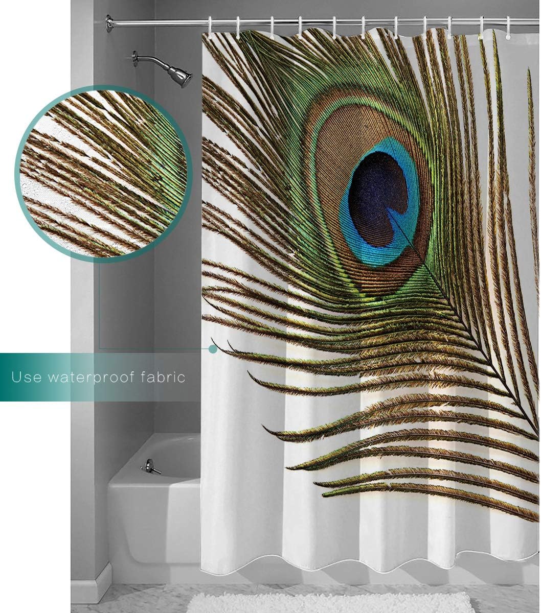 Peacock Feather Art Shower Curtain for Home Hotel - Painting Design Machine Washable Curtain for Bathroom Decor