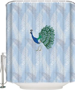 Peacock with Feathers Vibrant Colors Oriental Image Shower Curtain for Bathroom Showers and Bathtubs