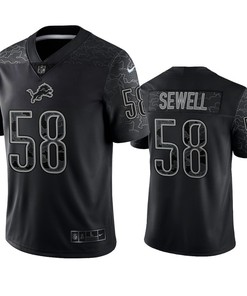 Penei Sewell 58 Detroit Lions Black Reflective Limited Jersey - Men