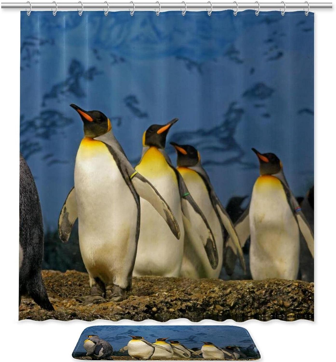 Penguin Animal Print Waterproof Fabric Shower Curtain for Bathroom