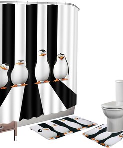 Penguins Pattern Shower Curtain - Cute Animals Bathroom Decor 