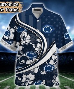 Penn State Nittany Lions NCAA US Flag Flower Hawaii Shirt For Fans