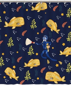 People Diving, Show your Love for Sea Whale, with Shower Curtain by ArogGeld
