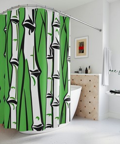 Perfect Bathroom Accessory with Modern Abstract Art Bamboo Shower Curtain