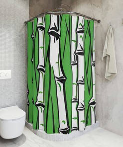 Perfect Bathroom Accessory with Modern Abstract Art Bamboo Shower Curtain