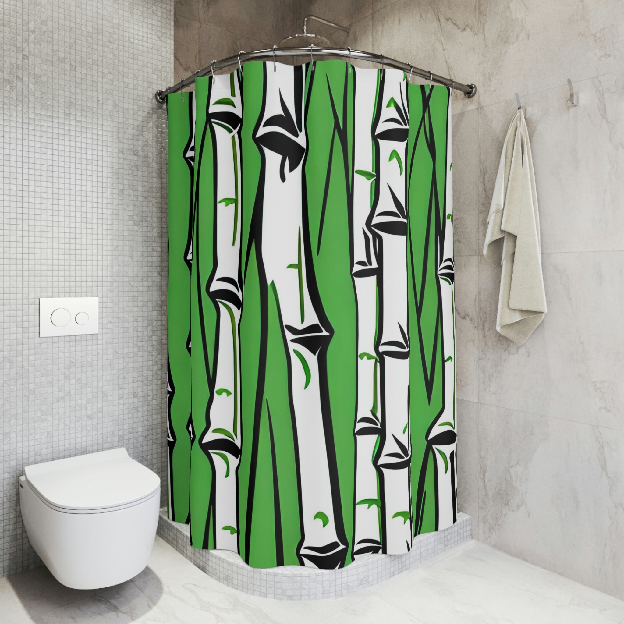 Perfect Bathroom Accessory with Modern Abstract Art Bamboo Shower Curtain
