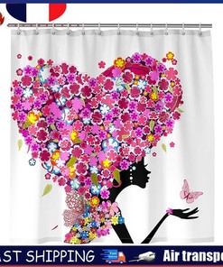 Perfect Pair - 3D Heart Woman Waterproof Shower Curtain for Bathroom Decorations