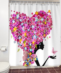 Perfect Pair - 3D Heart Woman Waterproof Shower Curtain for Bathroom Decorations