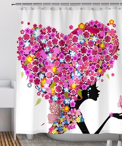 Perfect Pair - 3D Heart Woman Waterproof Shower Curtain for Bathroom Decorations