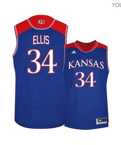 Perry Ellis 34 Kansas Jayhawks Basketball Youth Jersey - Blue