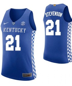 Perry Stevenson 21 Kentucky Wildcats Elite Basketball Home Men Jersey - Blue