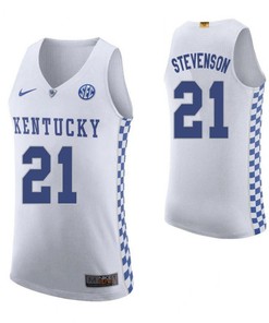 Perry Stevenson 21 Kentucky Wildcats Elite Basketball Road Men Jersey - White