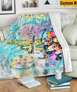 Personalize Name Mickey And Friends Fleece Blanket, Mickey Mouse Birthday Gifts, Mickey Ear Blanket, Christmas Gift Kids