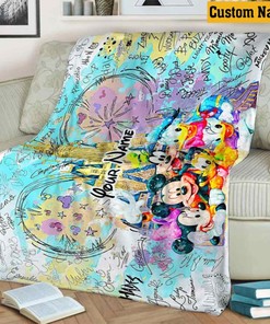 Personalize Name Mickey And Friends Fleece Blanket, Mickey Mouse Birthday Gifts, Mickey Ear Blanket, Christmas Gift Kids