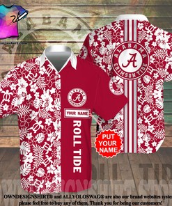 Personalized Alabama Crimson Tide All Over Print Flowery Aloha Summer Beach Hawaiian Shirt - Red