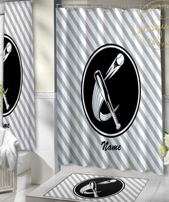Personalized Baseball Shower Curtain for Sports Themed Bathroom 
