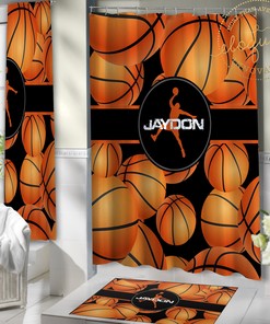 Personalized Basketball Shower Curtain - Celebrate Your Little Player's Birthday with this Set