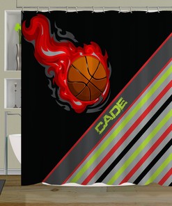 Personalized Basketball Shower Curtain - Featuring Monogram Design and Extra Long Size