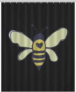 Personalized Bees Heart Bathroom Shower Curtain for Custom Bathroom Decor - Waterproof and Durable Material
