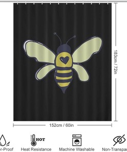 Personalized Bees Heart Bathroom Shower Curtain for Custom Bathroom Decor - Waterproof and Durable Material