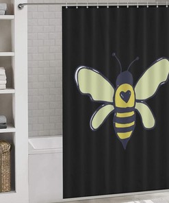 Personalized Bees Heart Bathroom Shower Curtain for Custom Bathroom Decor - Waterproof and Durable Material