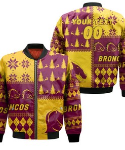 Personalized Brisbane Broncos Rugby Christmas 2022 Style Bomber Jacket - LT12
