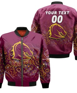 Personalized Brisbane Broncos Rugby Indigenous Bomber Jacket - LT12